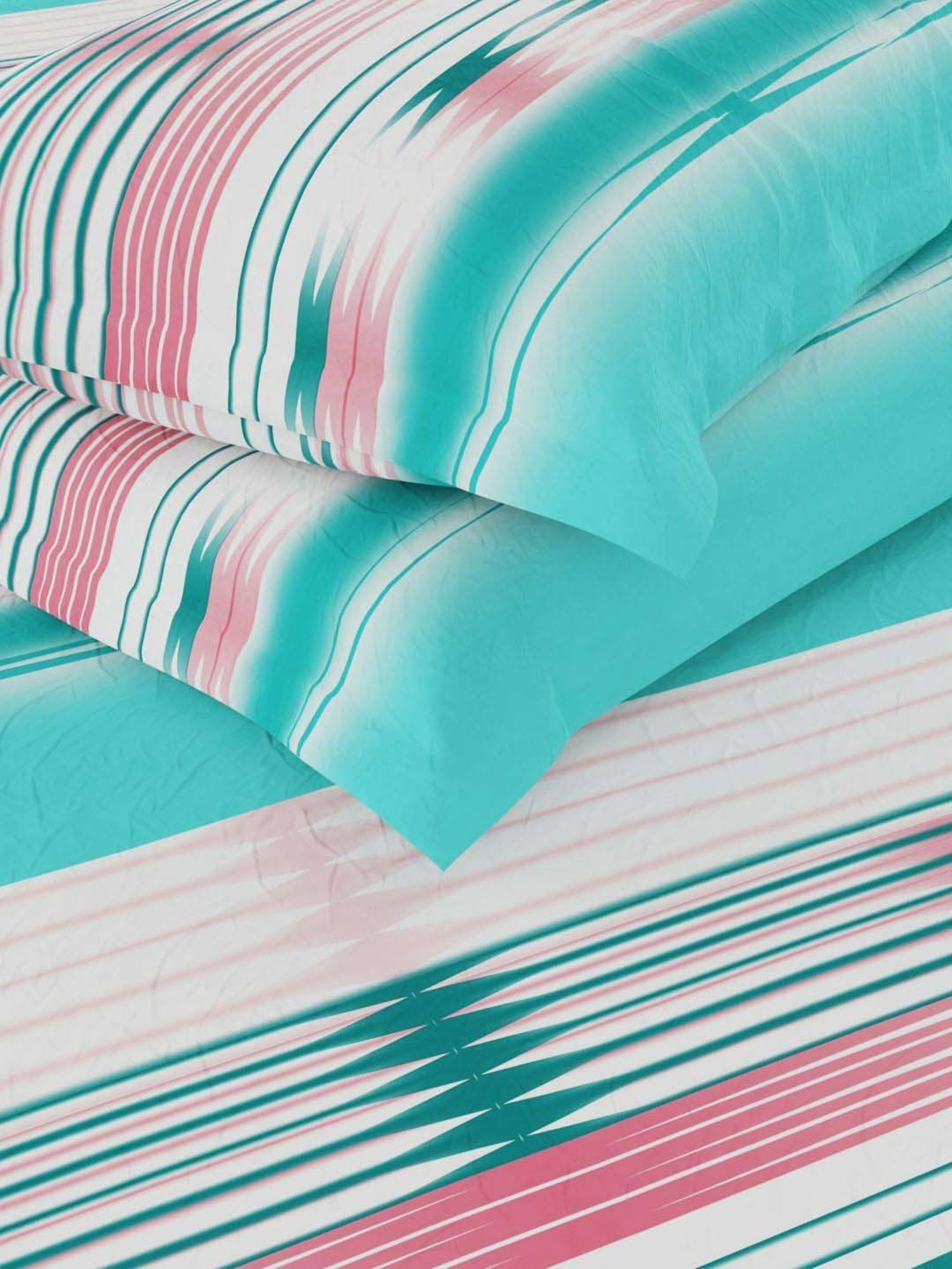 BIANCA Serina Sea Green Cotton 144 TC Double Size Bed Sheet With Pillow covers