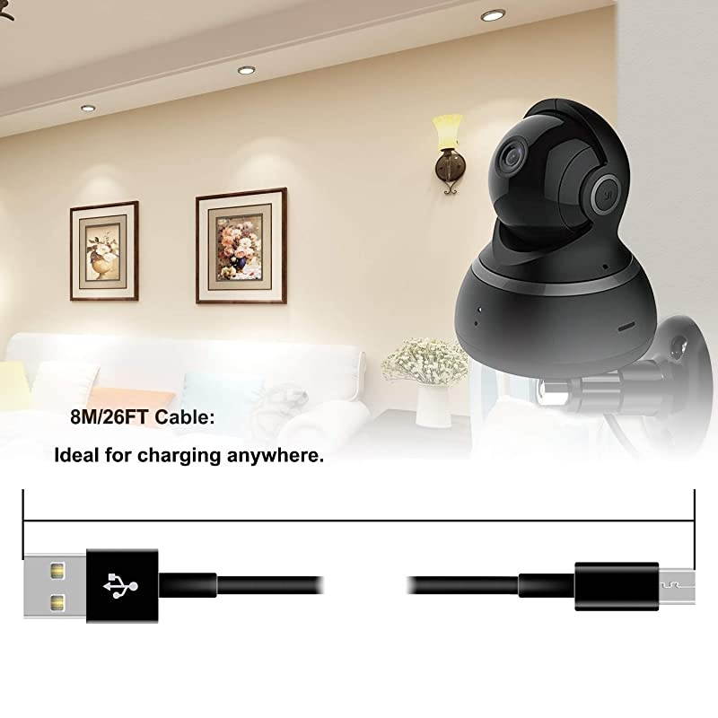 Pack 26FT Power Extension Cable for WyzeCam/PS4/Xbox One Controllers/YI Camera/Nest Cam Indoor/Oculus Go/Netvue and Security Camera, Durable Charging and Data Sync Cord&hellip;
