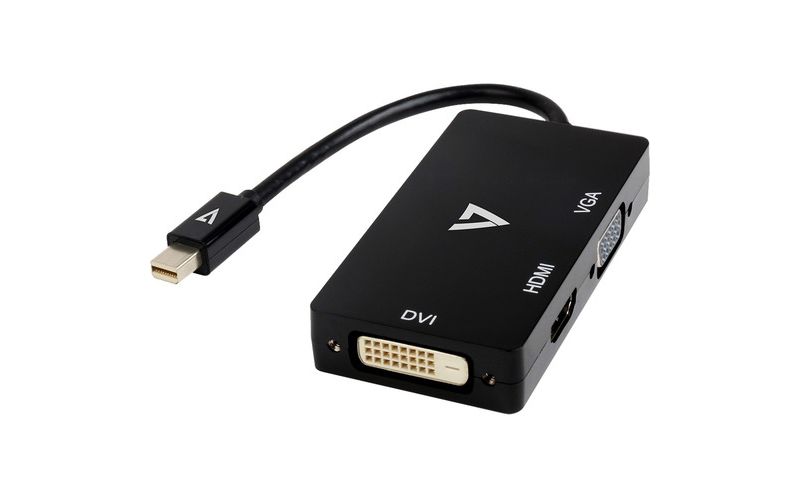 V7 Mini DisplayPort Adapter (m) to VGA, HDMI or DVI (f) - 3.94" DVI/HDMI/Mini DisplayPort/VGA A/V Cable for Audio/Video Device, Monitor, Projector