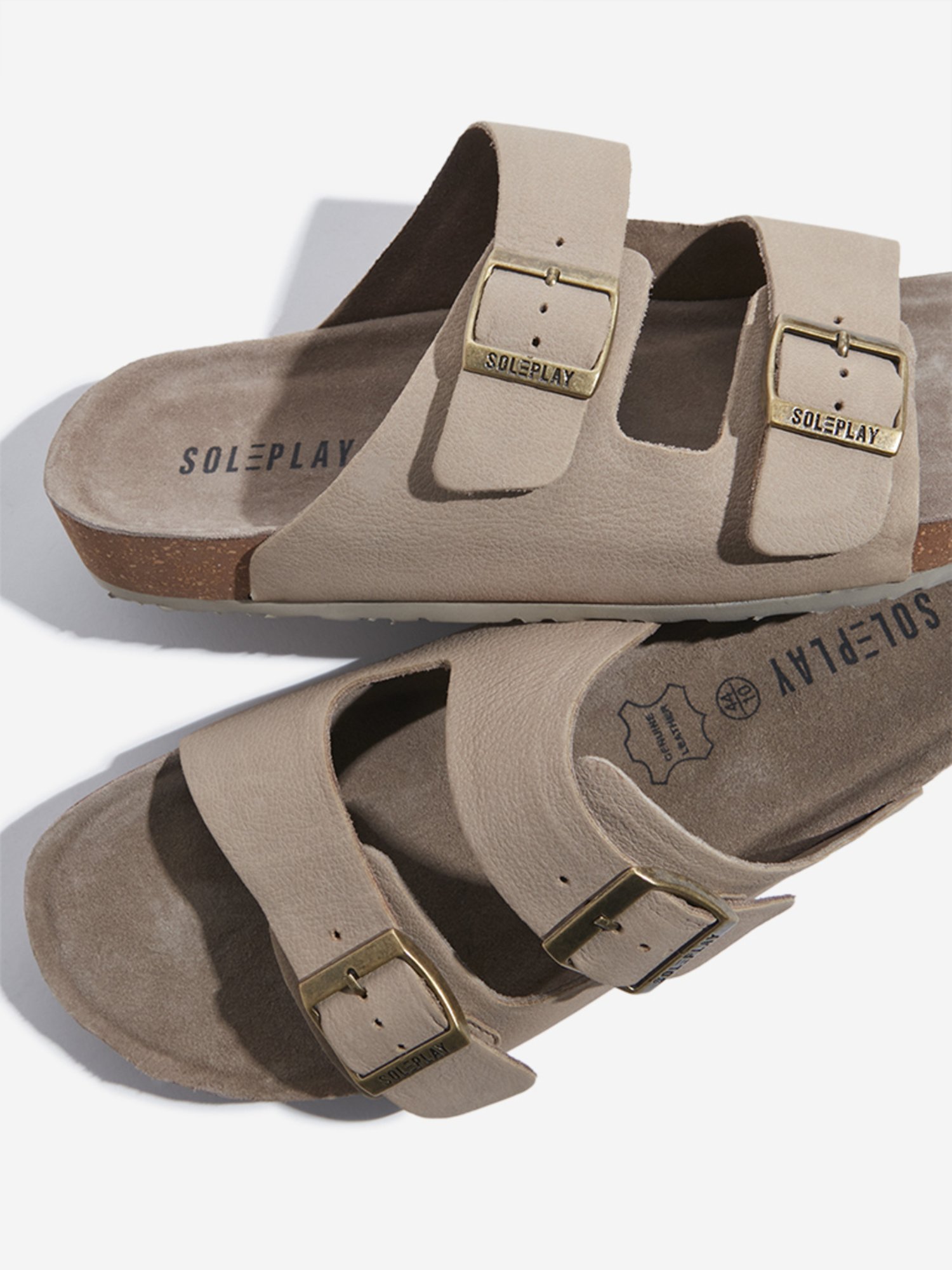 SOLEPLAY by Westside Taupe Dual-Strap Slip-On Sandals