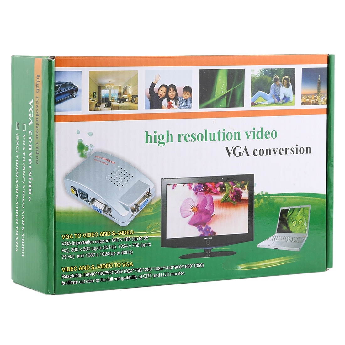 High Resolution (BNC) Video and S-Video to VGA Conversion(Black)