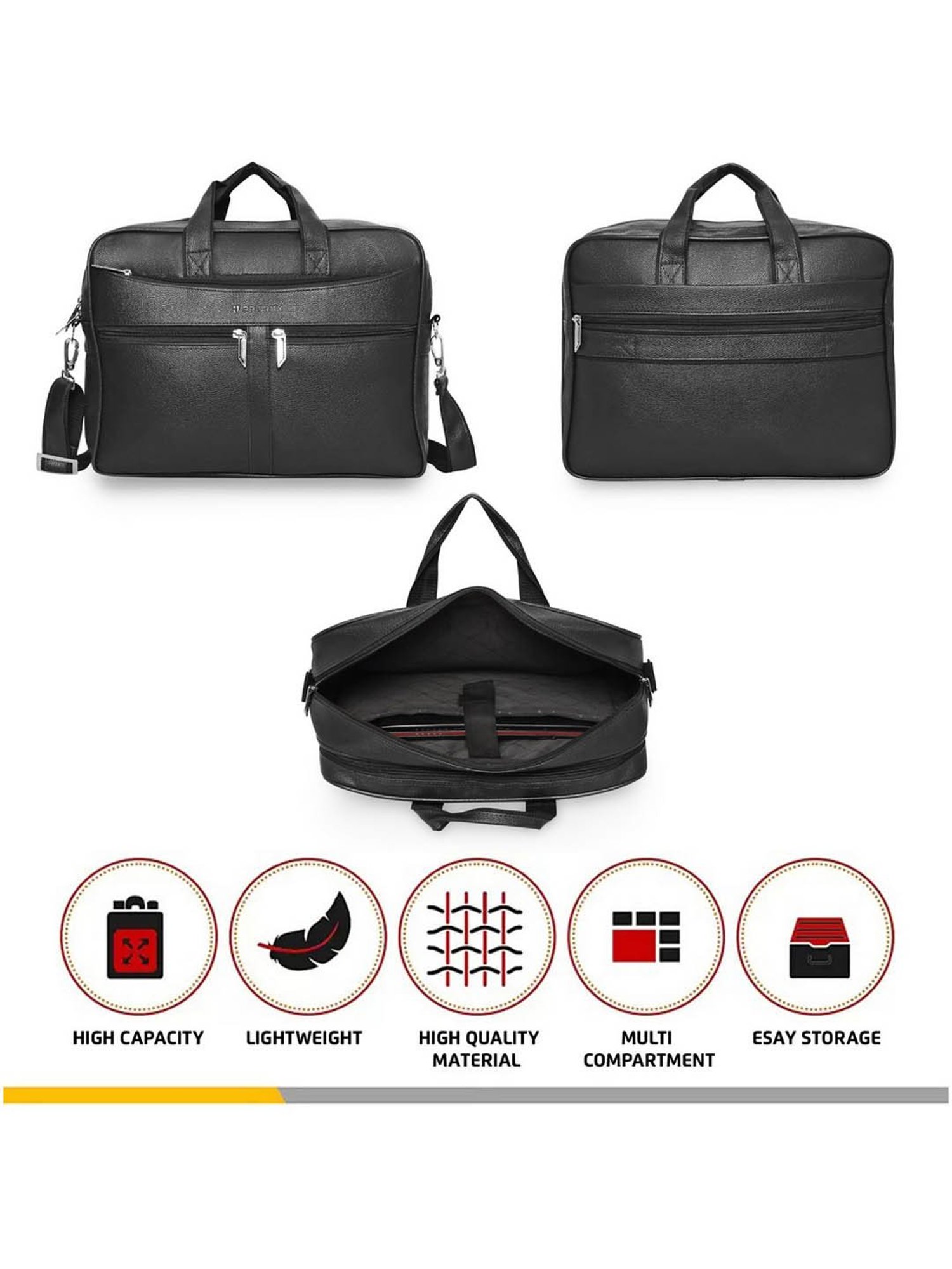 Priority Black Synthetic Large Messenger Bag