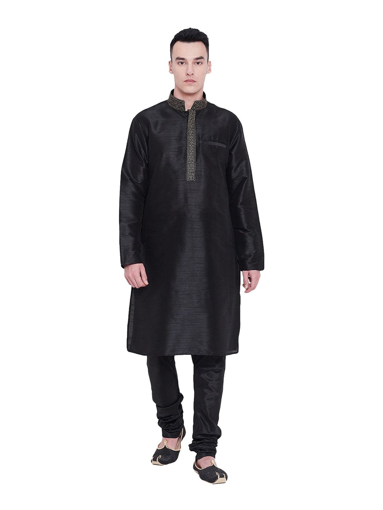 SG LEMAN Black Embroidered Kurta Bottom Set