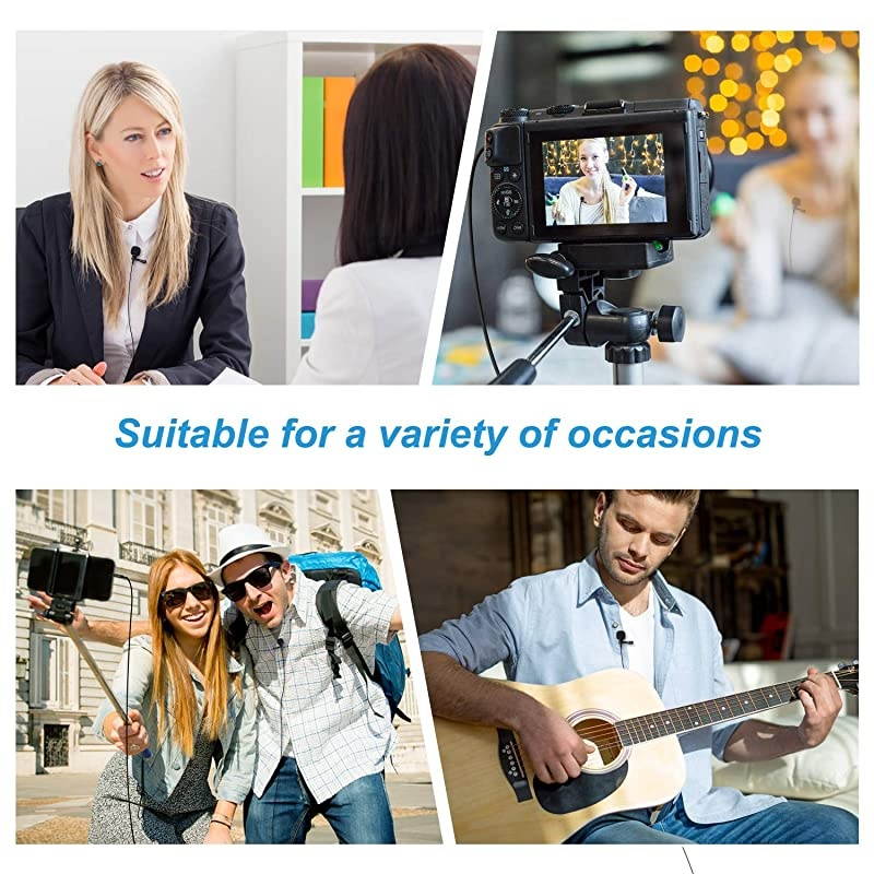 Professional Lavalier Lapel Microphone - Omnidirectional Condenser Mic with 16 feet Cable and with Easy Clip for YouTube/Interview/Video