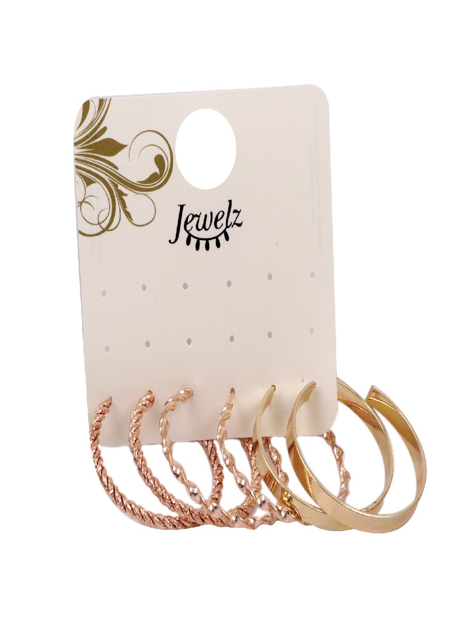Jewelz Pack of 3 Gold Plated Hoop Earrings Set for Women