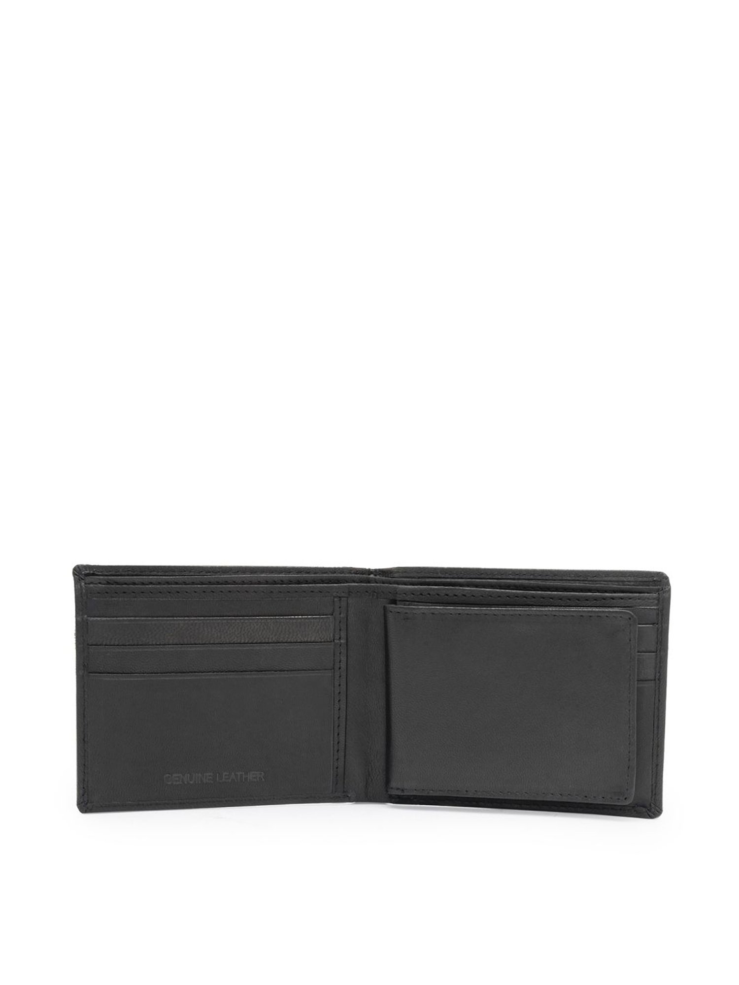 Red Tape Black Leather Solid Bi-Fold Wallet
