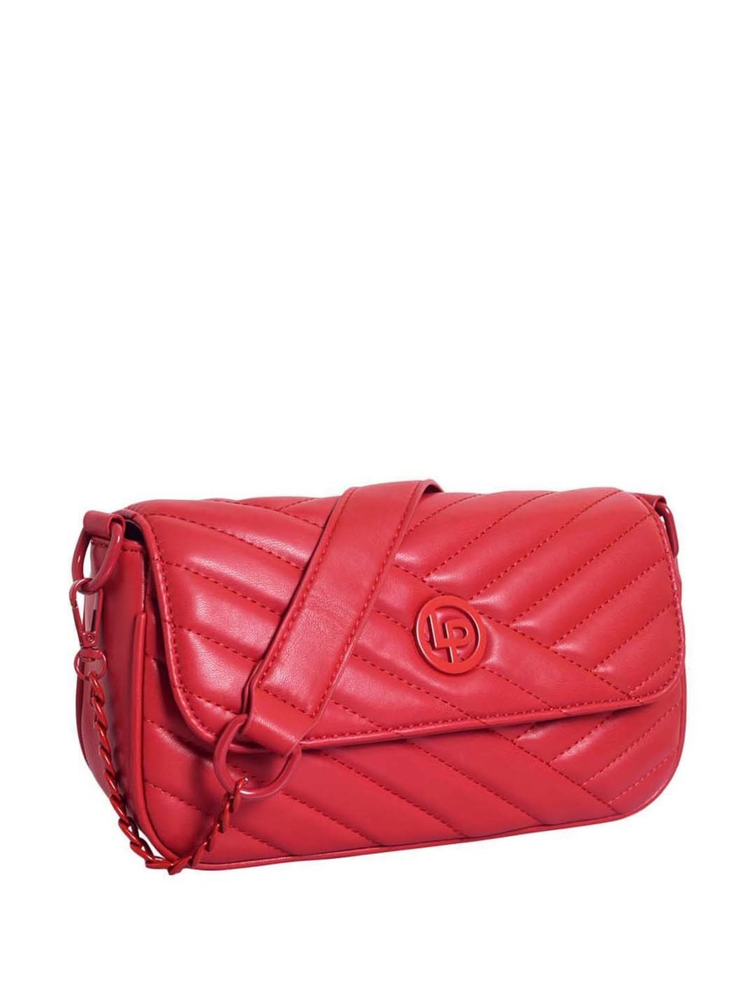 Lino Perros Red Quilted Medium Sling Handbag