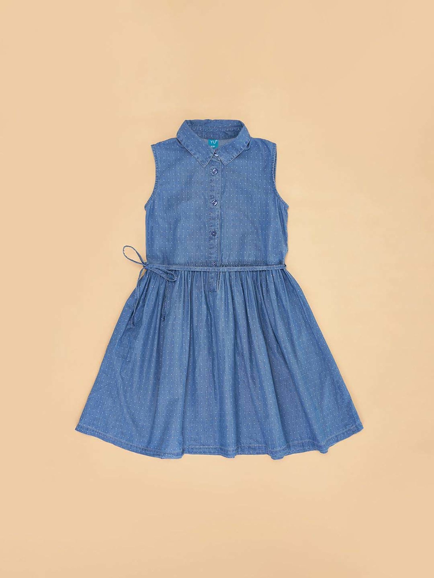 YU by Pantaloons Kids Blue Cotton Printed Dress