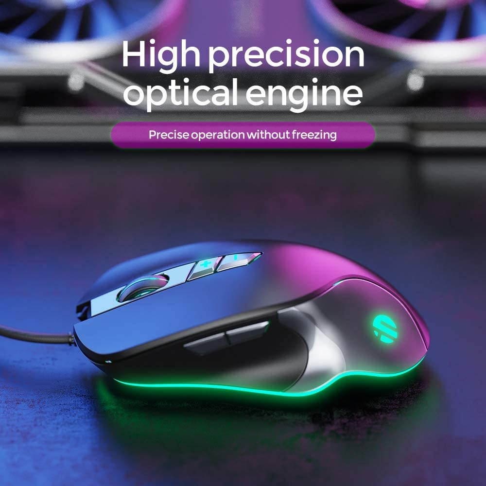 Wired Gaming Mouse Inphic Wired Mouse for Gamer with 7 RGB Lighting Effect 4000DPI Adjustable and 7 Programmable Buttons Ergonomic Design PC Gaming Mouse Comfortable Hand Feeling