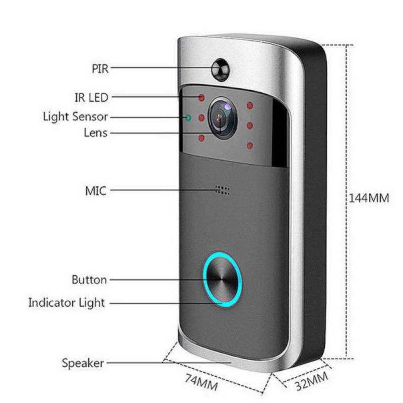 Two-Way Door Bell WiFi Wireless Video PIR Doorbell Talk Security Smart HD Camera