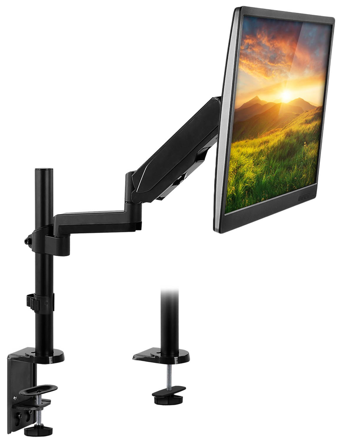 Mount-It! Single Monitor Arm Mount | Full Motion Height Adjustable Gas Spring Arm | Fits 19-32 Inch Screens
