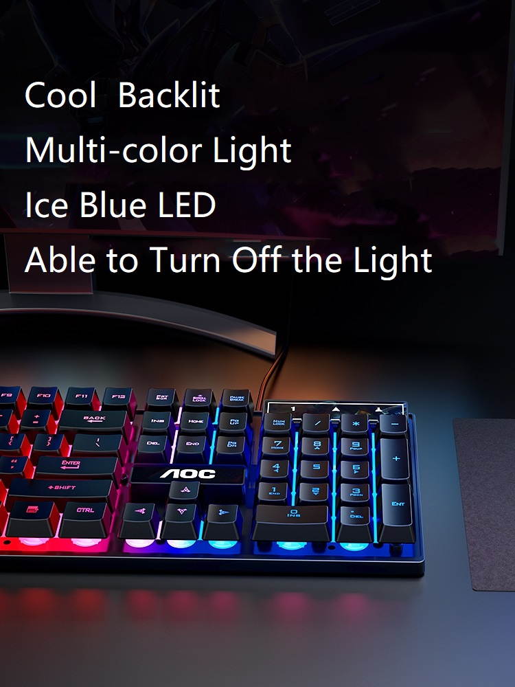 AOC KB121 Brown Switch Mechanical Feeling Keyboard for Office and Game, Support PC  and Laptop( Multi-colored Light Version)