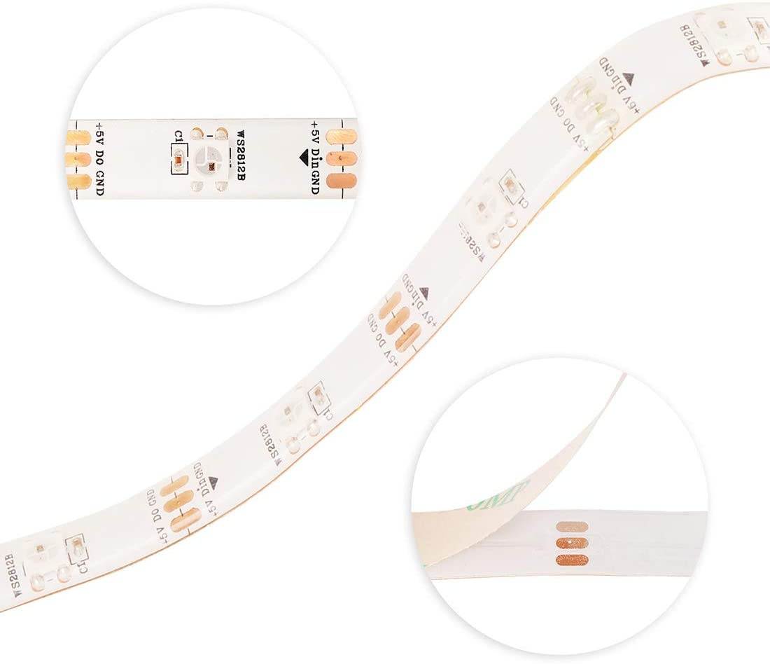 BTF-LIGHTING WS2812B RGB 5050SMD Individual Addressable 16.4FT 30Pixels/m 150Pixels Flexible White PCB Full Color LED Pixel Strip Dream Color IP65 Waterproof Making LED Screen LED Wall Only DC5V
