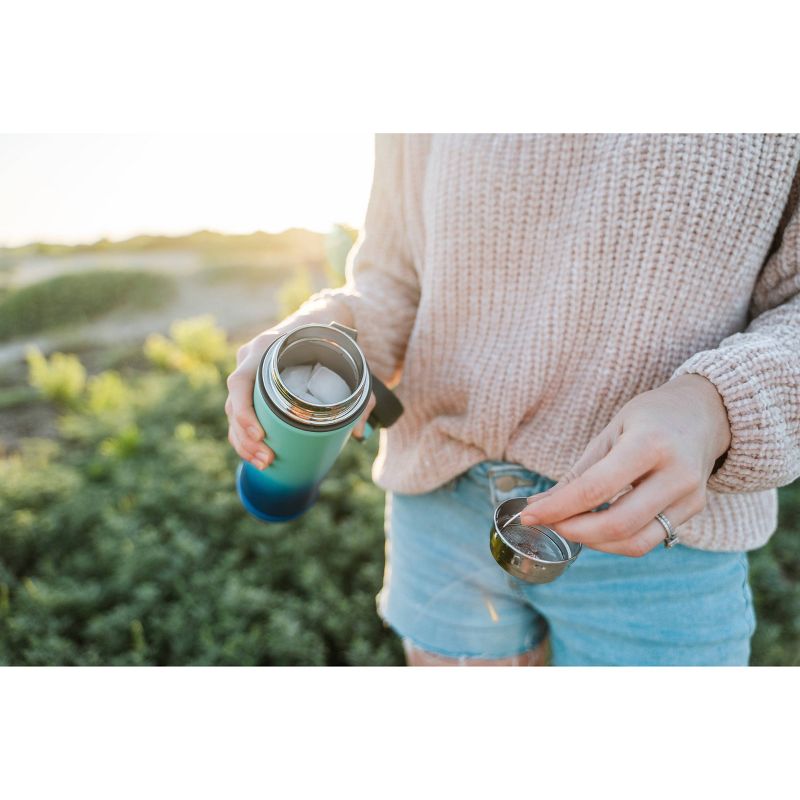 EcoVessel 24oz  Insulated Stainless Steel Water Bottle with Dual Opening Lid - Blue Ombre