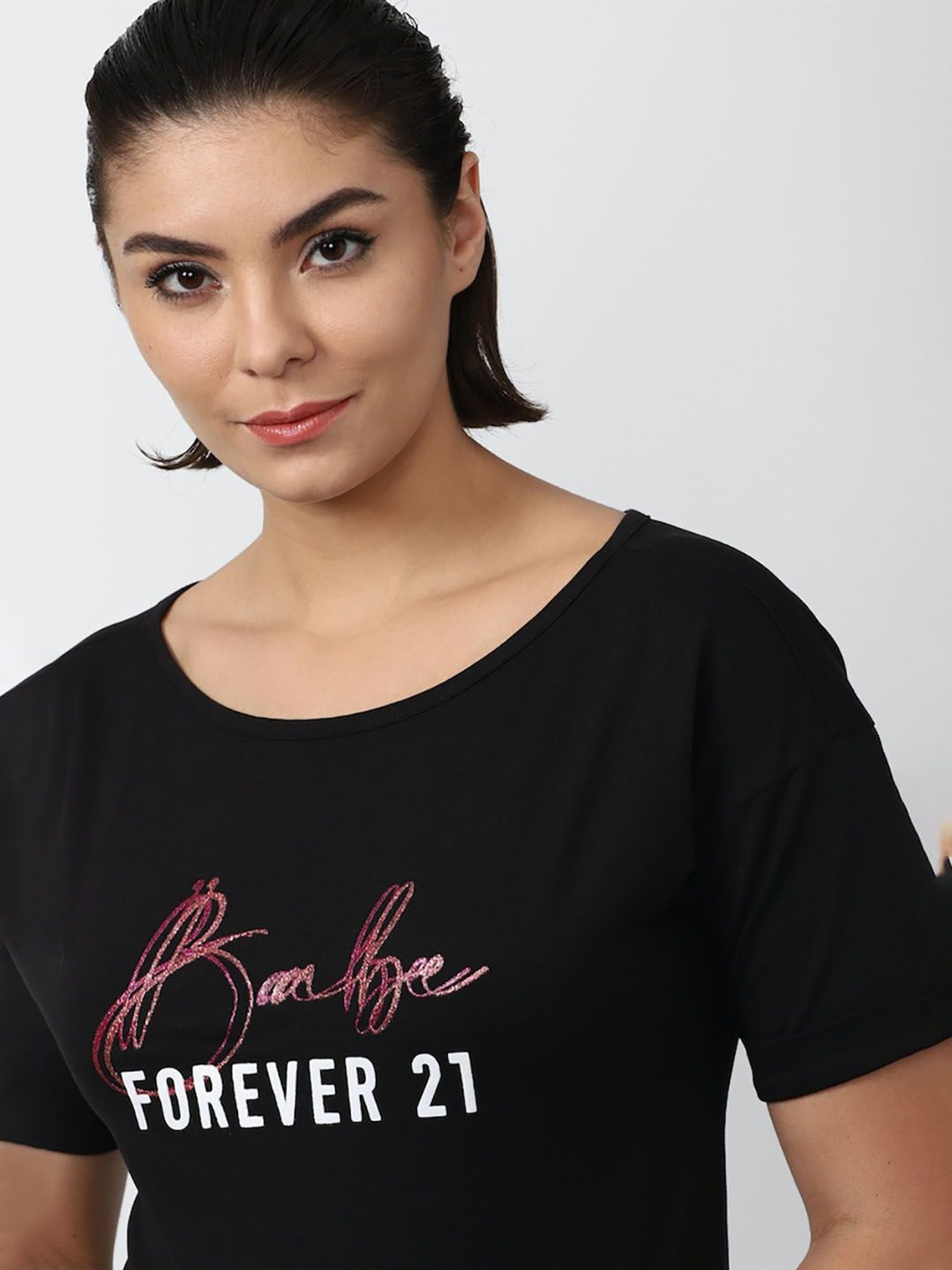 Forever 21 Black Graphic Print Top