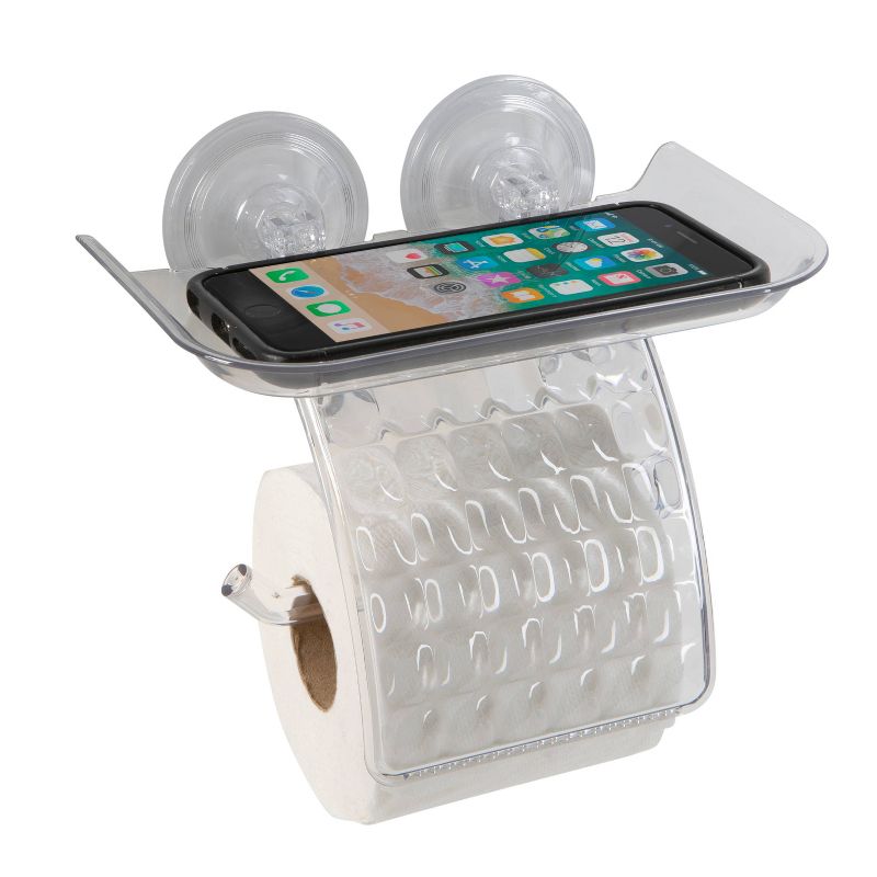Power Lock Suction Toilet Paper and Phone Holder Clear - Bath Bliss
