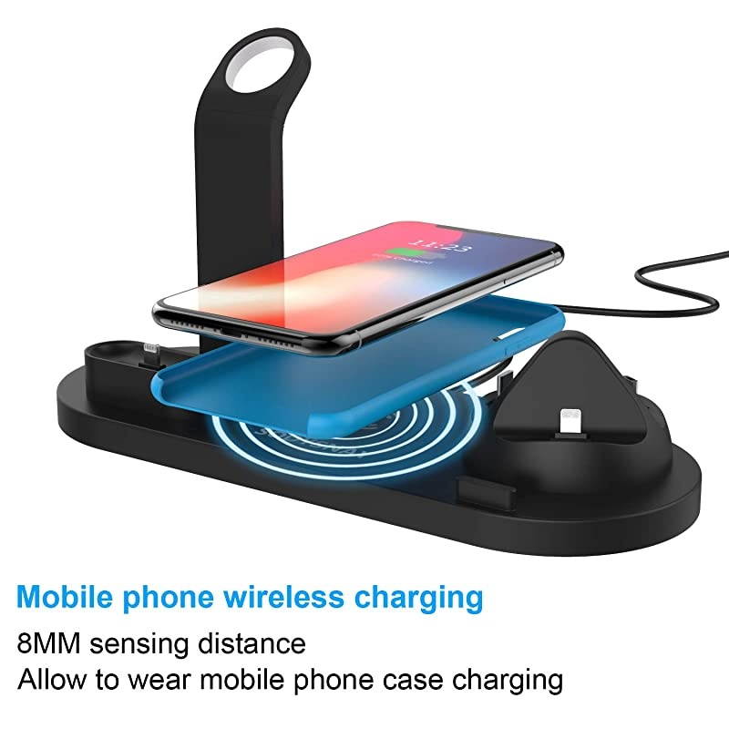 Wireless Charger 3 in 1 Wireless Charging Dock for Apple Watch and Airpods Charging Station for Multiple Devices Qi Fast Wireless Charging Stand Compatible iPhone XXSXRXs Max88 Plus
