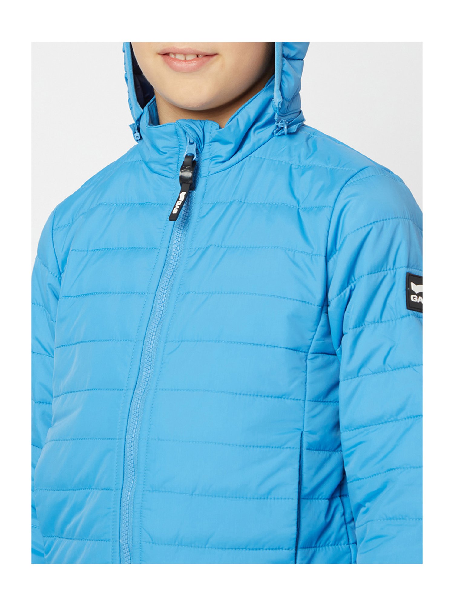 GAS Kids Blue Solid Full Sleeves Reversible Puffer Jacket