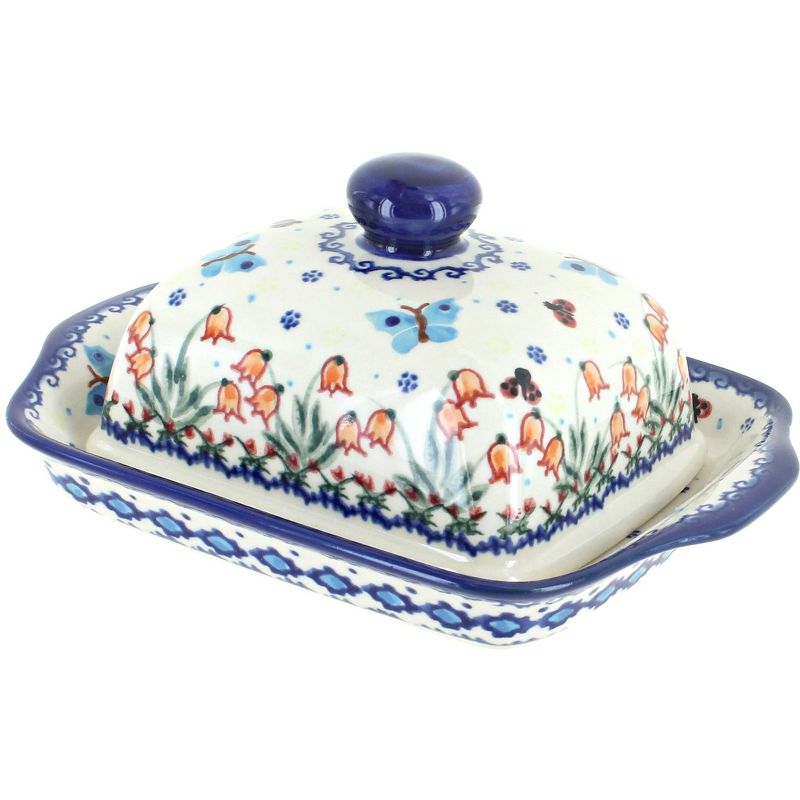 Blue Rose Polish Pottery Joy of Spring Butter Dish