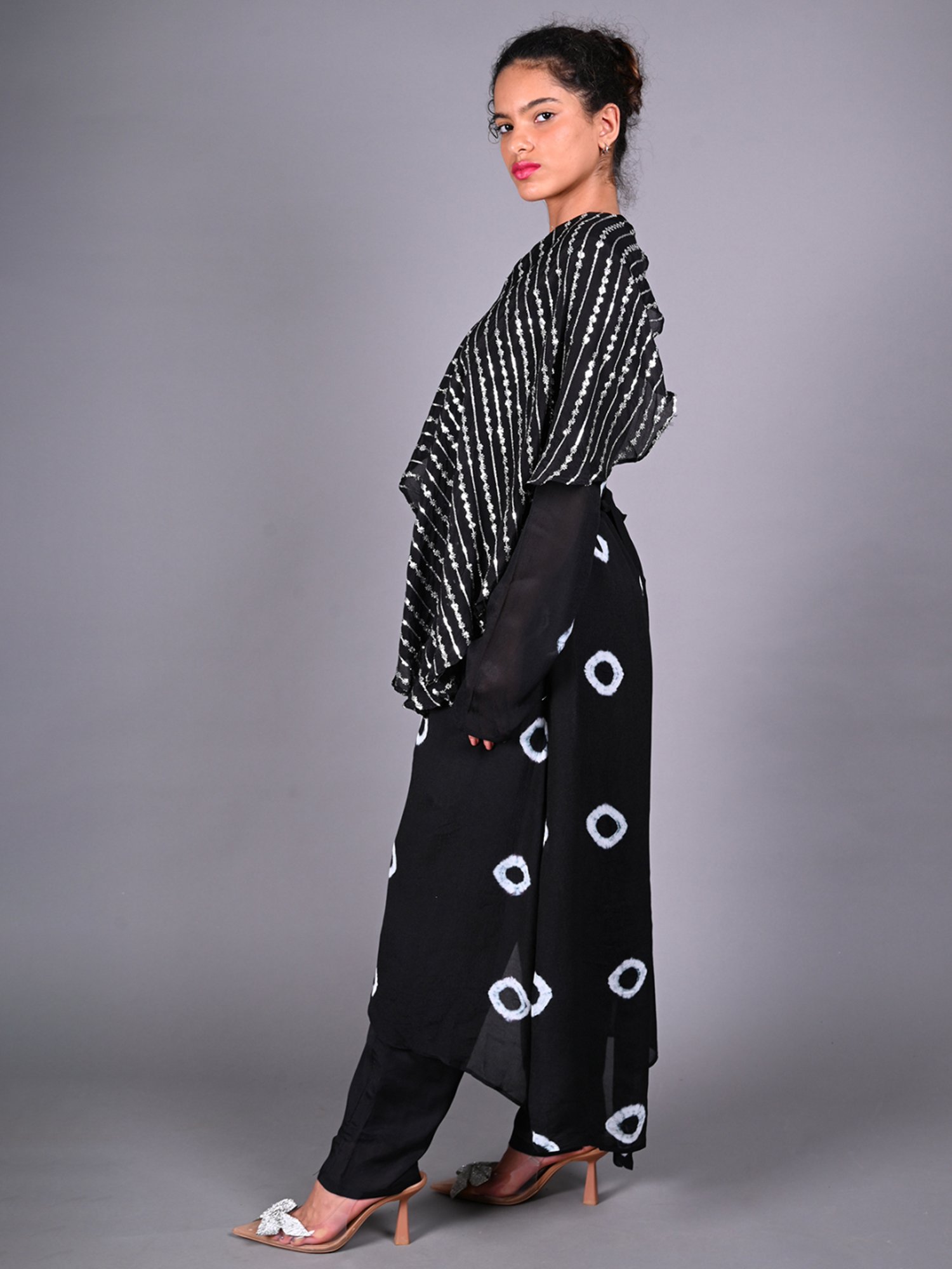 Odette Black Embellished Kurta Pant Set