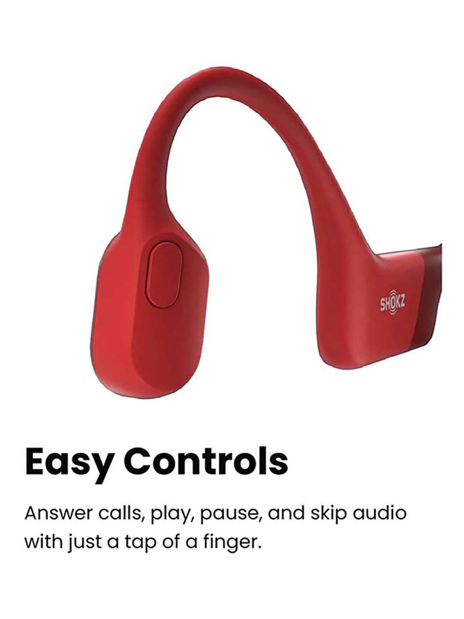 Shokz OpenRun Open-Ear Bluetooth Bone Conduction Sport Headphones (Red)