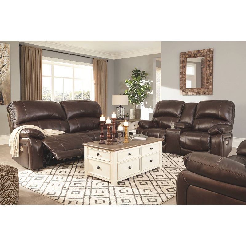 Hallstrung Power Reclining Loveseat with Console/Adjustable Headrest Chocolate Brown - Signature Design by Ashley