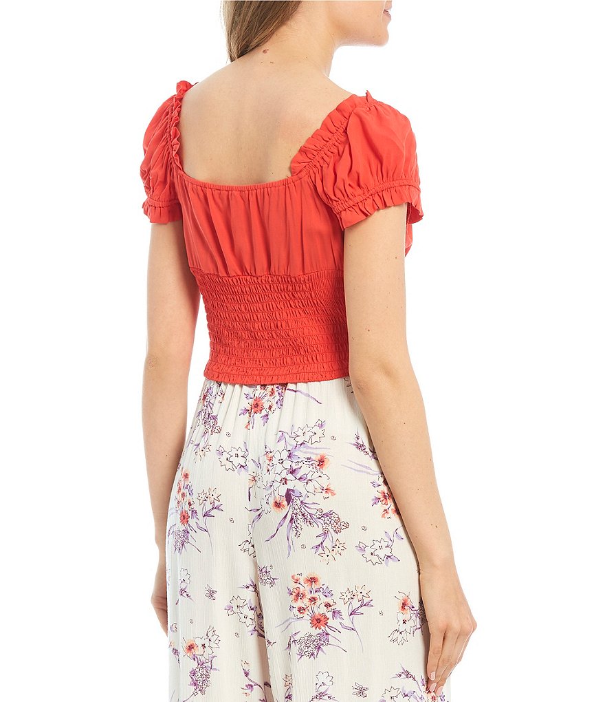 Love & Piece Cap Sleeve Tie-Front Blouse