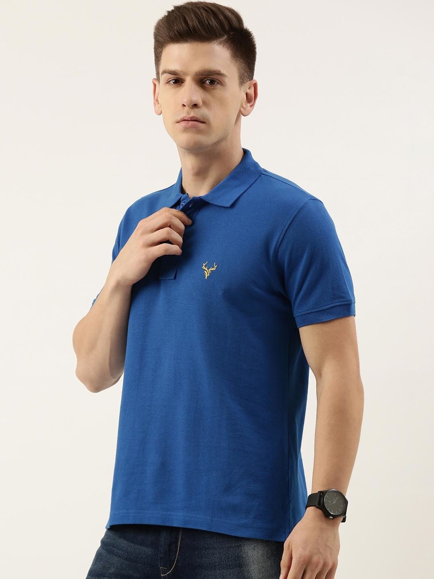 IVOC Blue Regular Fit Cotton Polo T-Shirt