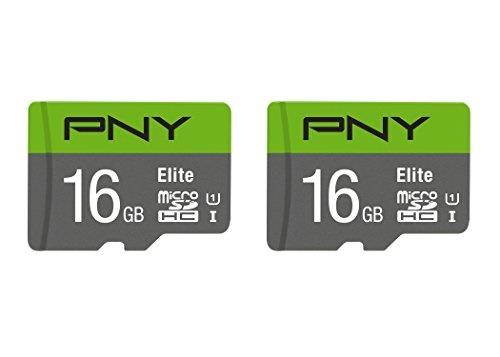 PNY Technologies Elite 16GB microSDHC UHS-1 U1 Class 10 Memory Card, 2 Pack
