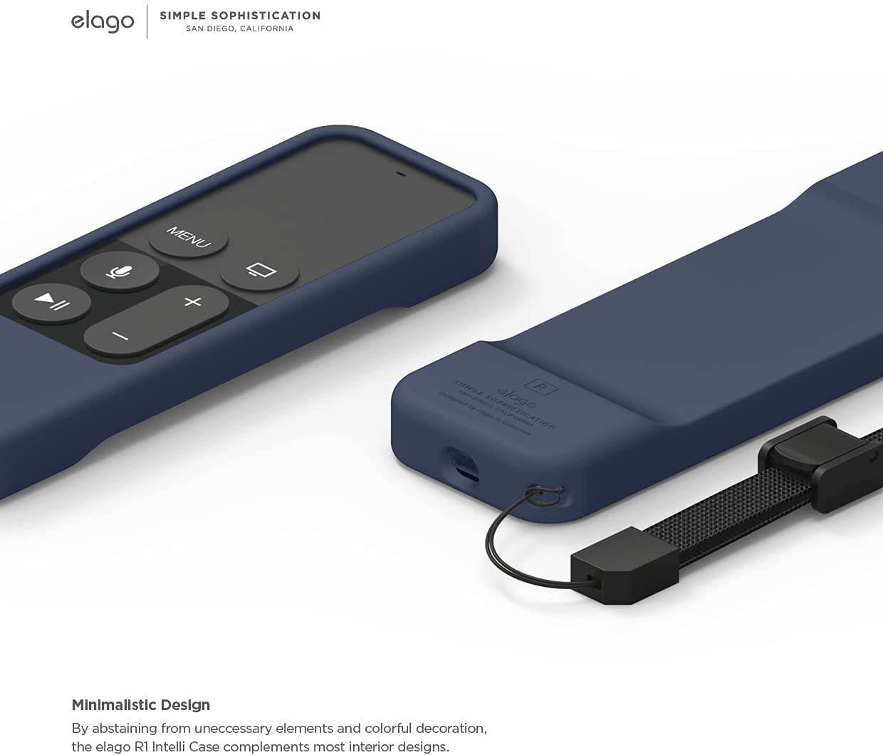 elago R1 Intelli Case [Jean Indigo]-[Magnet Technology][Anti-Slip][Lanyard Included][Heavy Shock Absorption] for Apple TV Siri Remote 4K / 4th Generation