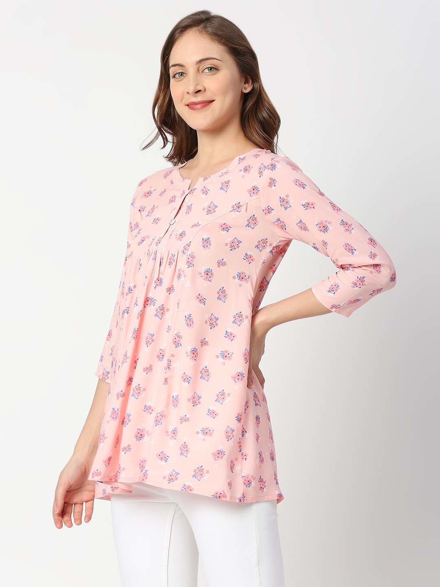 Mee Mee Peach Cotton Printed Top