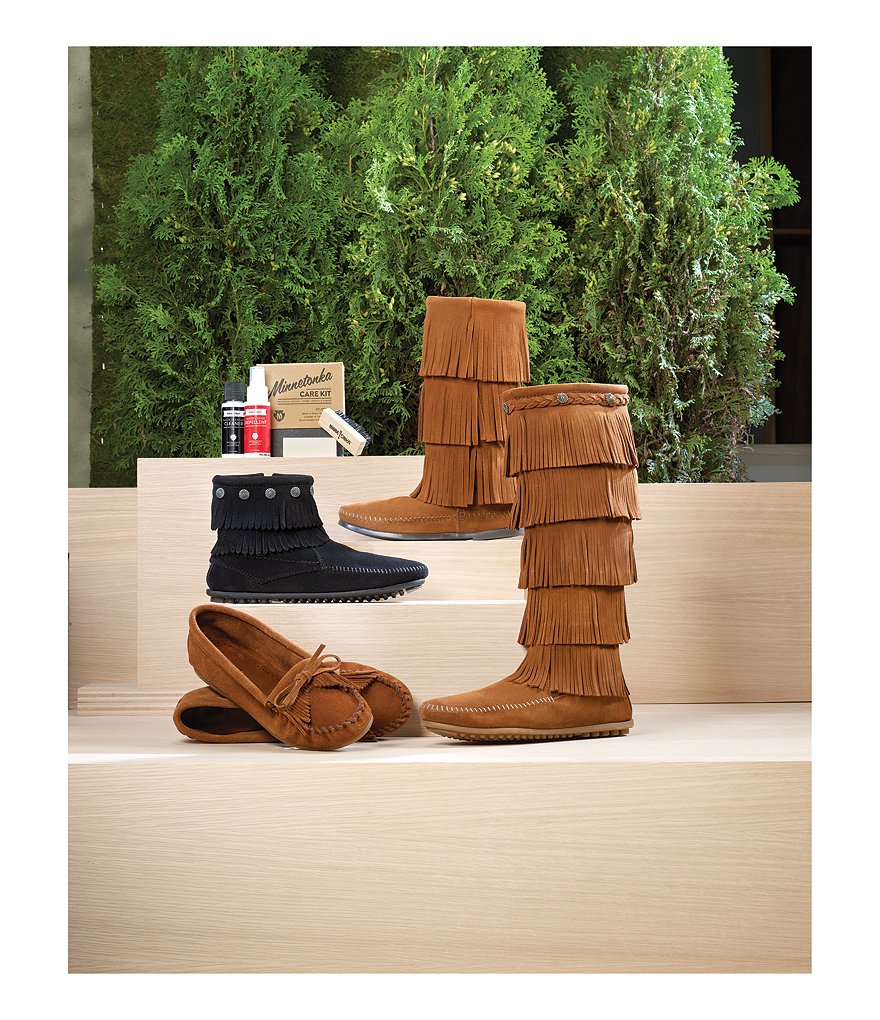 Minnetonka Women's Calf Hi 3-Layer Fringe Boots