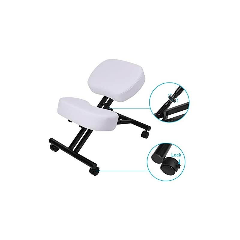 by VIVO Ergonomic Kneeling Chair, Adjustable Stool for Home and Office - Improve Your Posture with an Angled Seat - Thick Comfortable Cushions, White, DN-CH-K01W