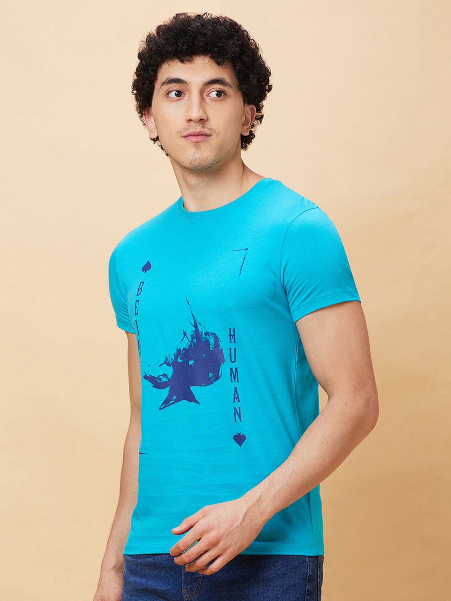 Being Human Green Regular Fit Printed Crew T-Shirt