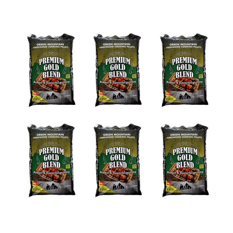 Green Mountain Premium Gold Blend Hardwood Grilling Cooking Pellets (6 Pack)