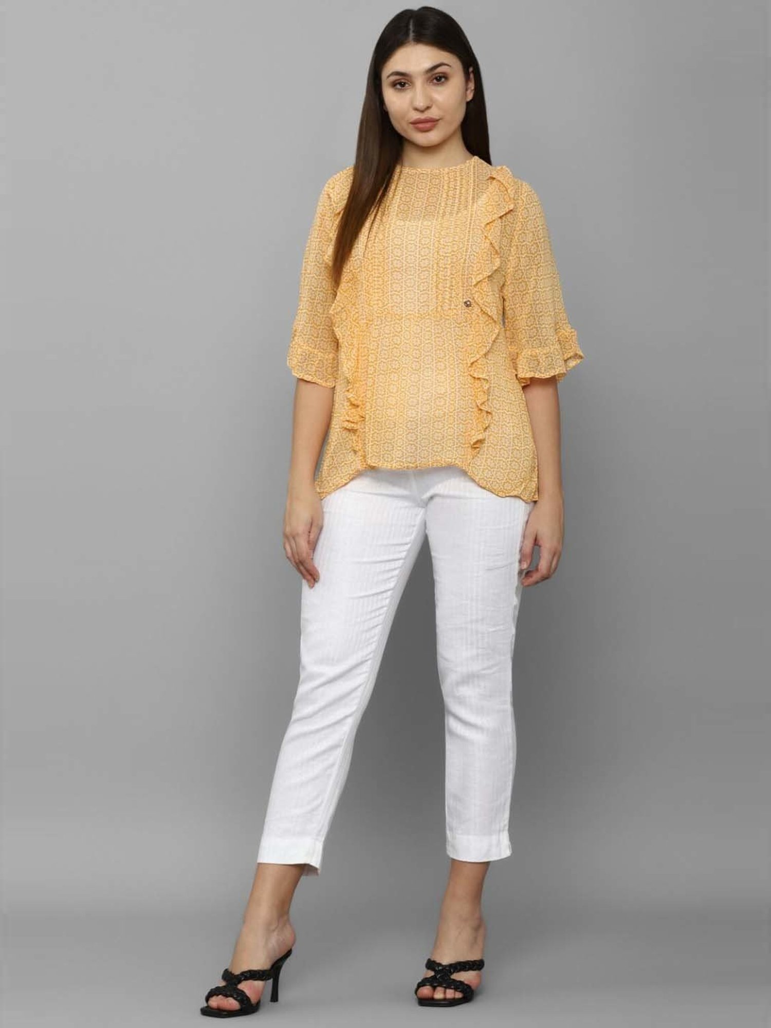 Allen Solly Yellow Printed Top