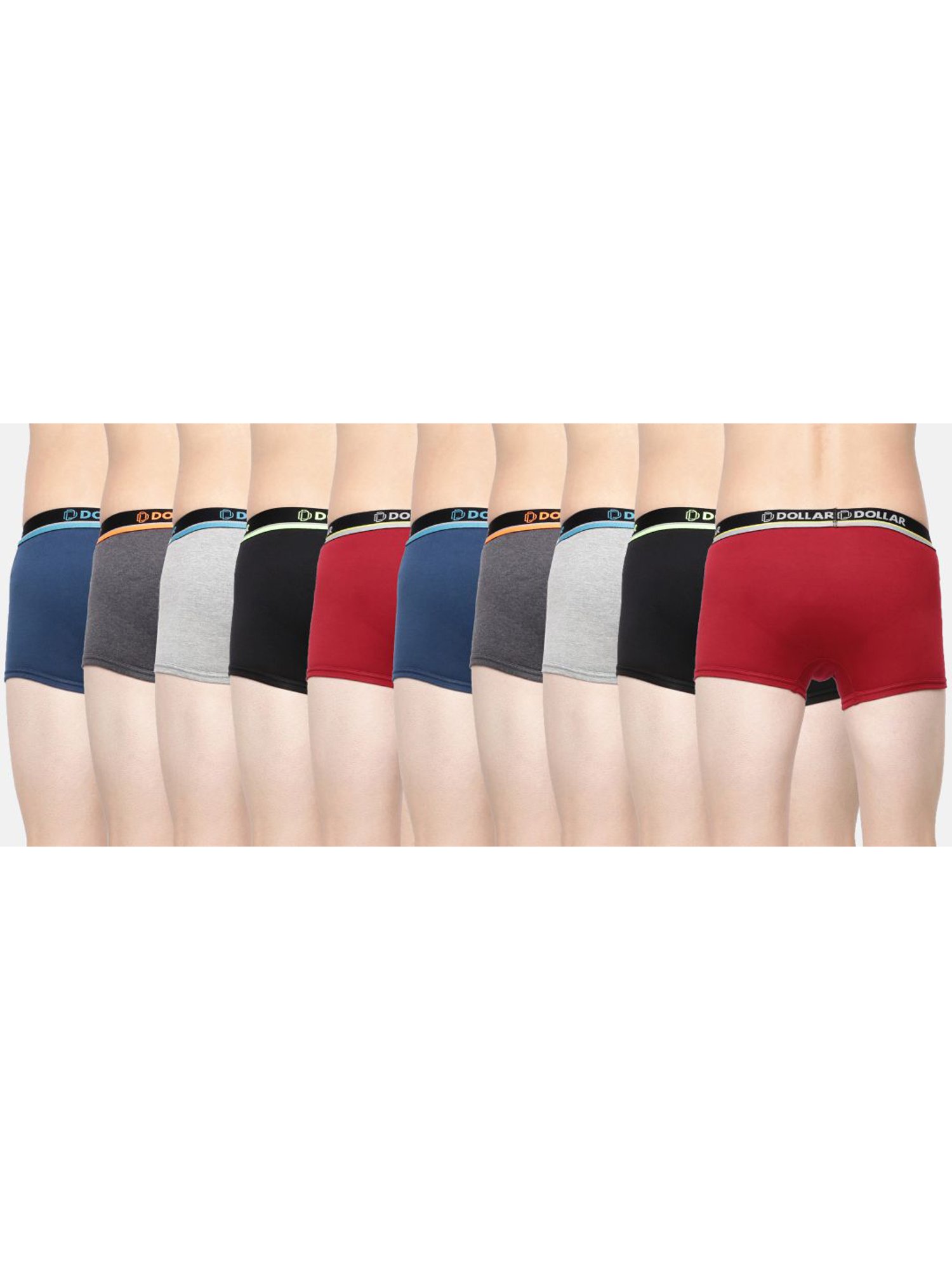 Dollar Bigboss Multicolored Cotton Regular Fit Trunks (Pack of 10)