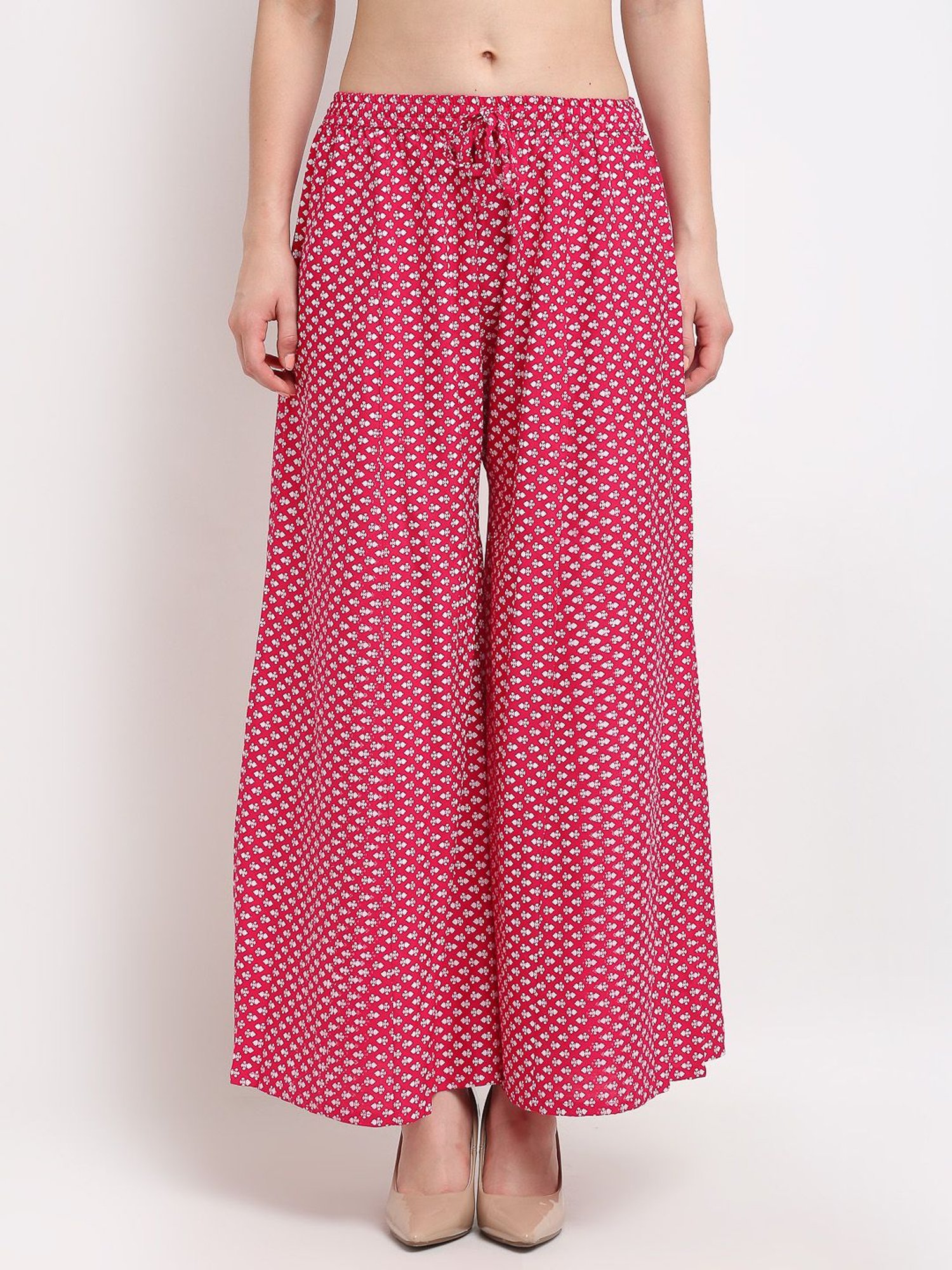 Gracit Black & Pink Printed Palazzos - Pack Of 2