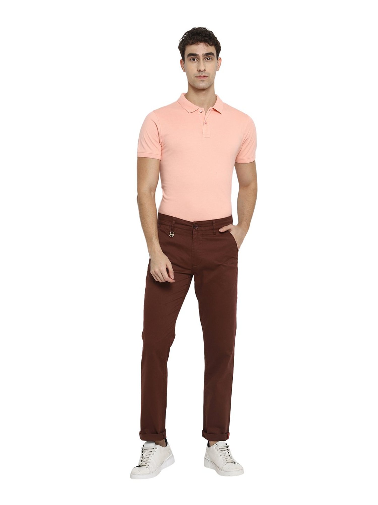 Red Chief Wine Regular Fit Flat Front Trousers