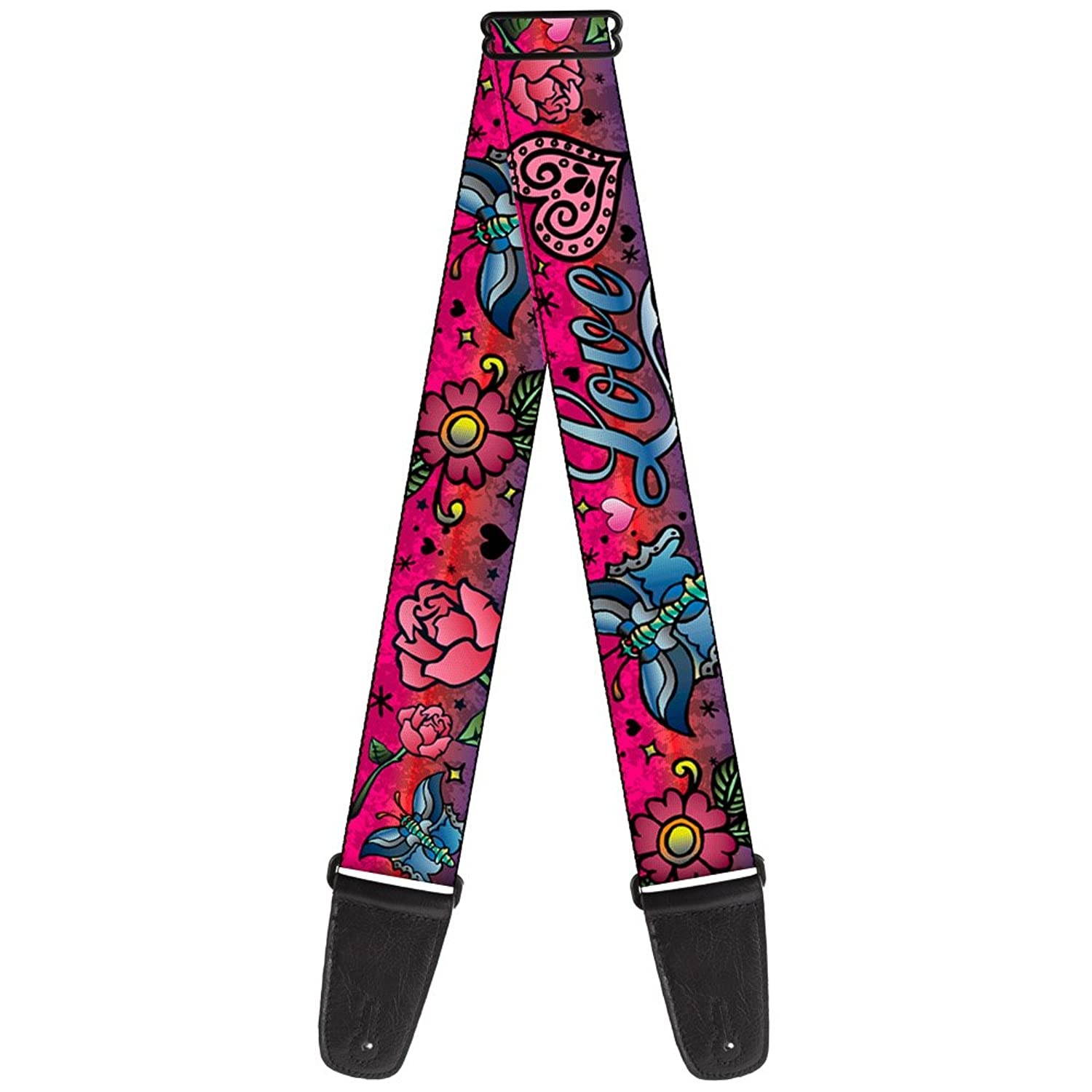 Guitar Strap Love Love Pink 2 Inches Wide
