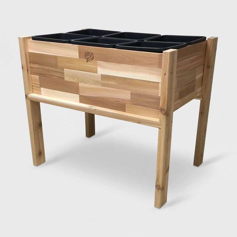 40" Elevated Rectangular Garden Bed With Removable Liners Cedar - GRO Products