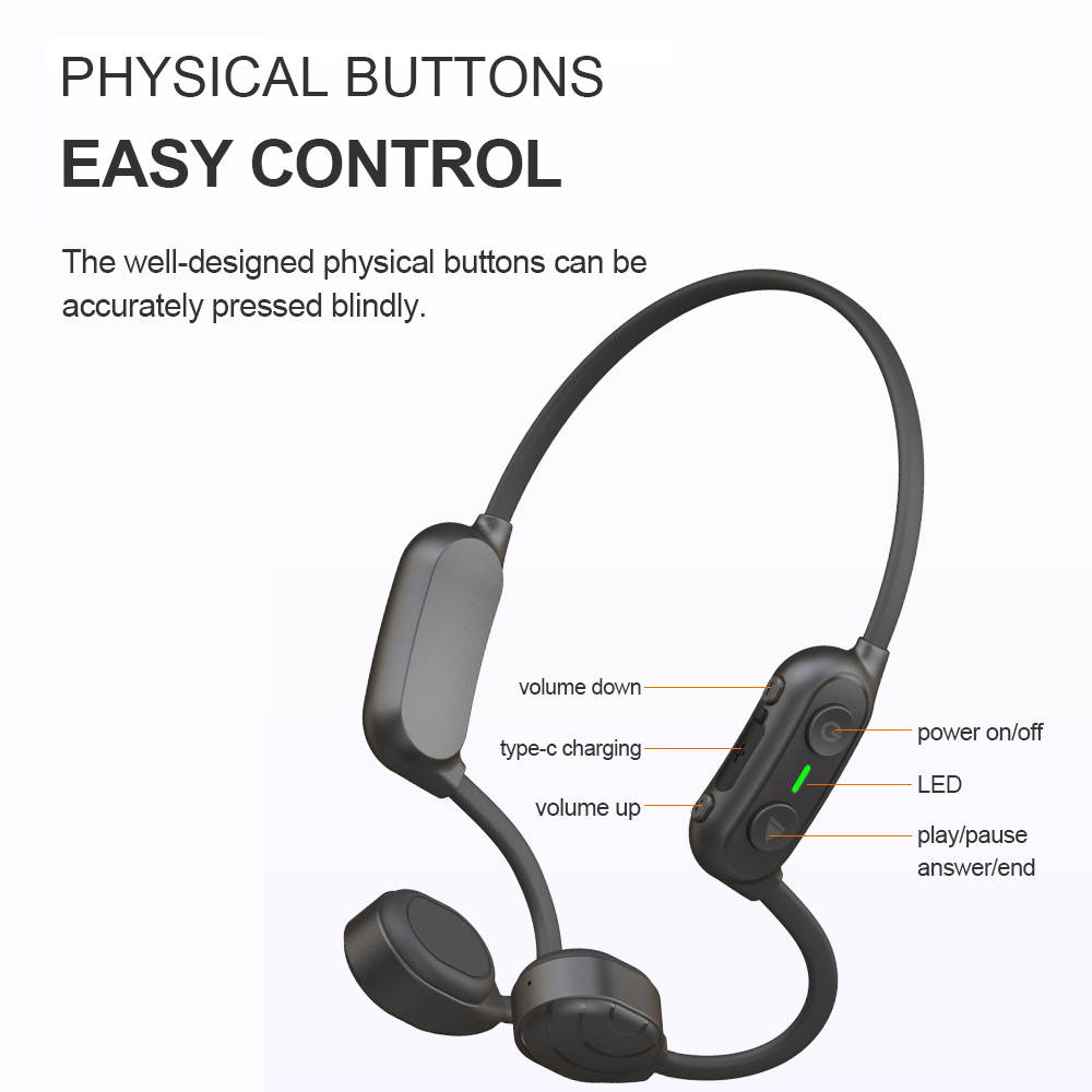 DESFLOW AS10 Bone Conduction Headphones Bluetooth 5.0 Sports Earphones Wireless Earbuds for Smart Phones Tablet PC Notebook