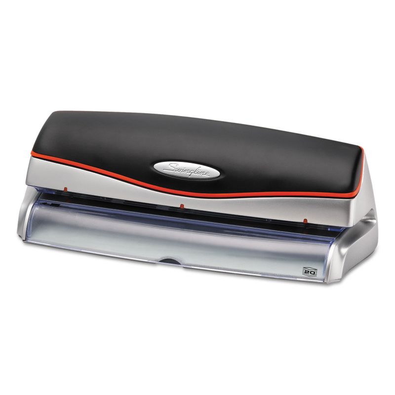 Swingline 20-Sheet Optima Electric/Battery Three-Hole Punch 9/32" Holes Silver/Black 74520
