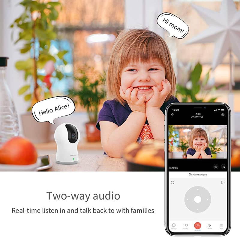 Dome Pro 1080p Security Camera with Siren | PTZ Surveillance System with Facial Recognition HumanSound Detection Person Alerts Night Vision | CloudLocal Available | Works with Alexa