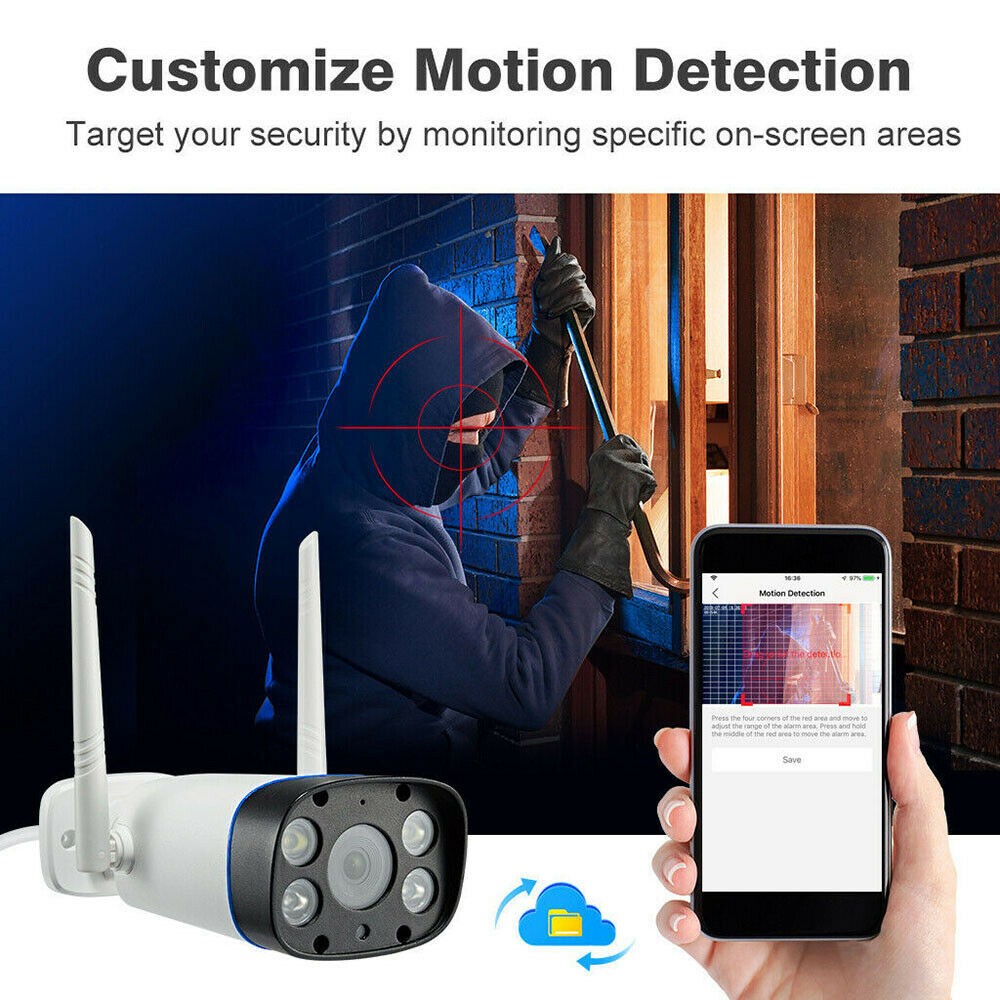 Outdoor HD 2MP Wireless CCTV Security IR-CUT Wifi Dual Lights IP Camera Wireless Bullet Security Camera 1080P Motion Detection Active Defense IR Night Version WIFI 2-Way Audio IP66