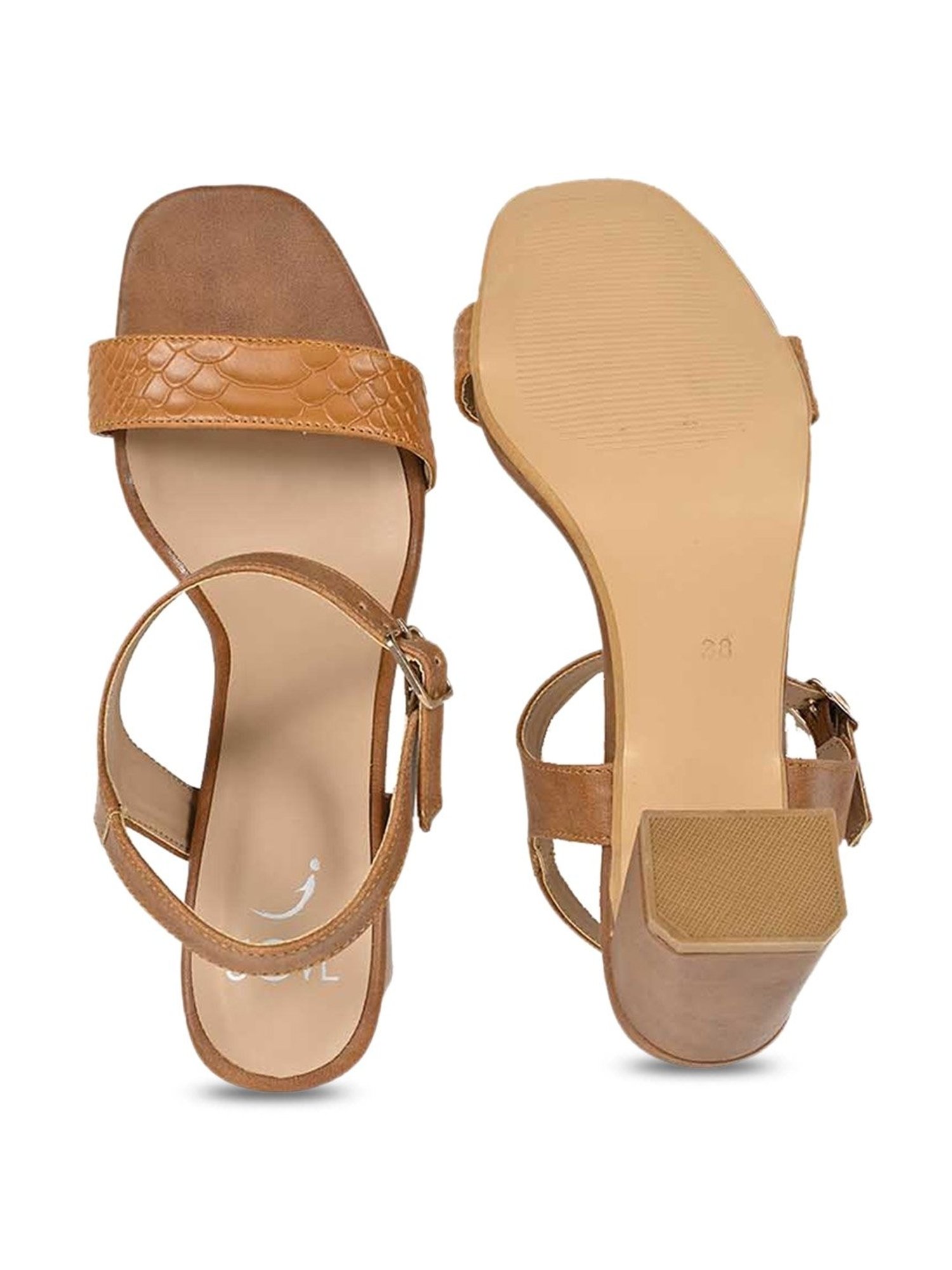 Jove Women's Tan Ankle Strap Sandals