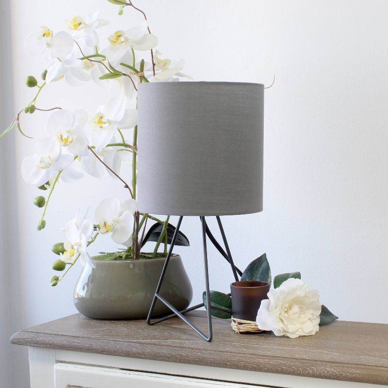 Down To The Wire Table Lamp with Fabric Shade Gray - Simple Designs