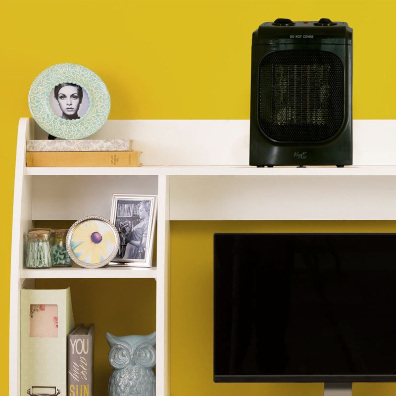 Vie Air 1500W Portable 2 Settings Home Black Ceramic Heater with Adjustable Thermostat