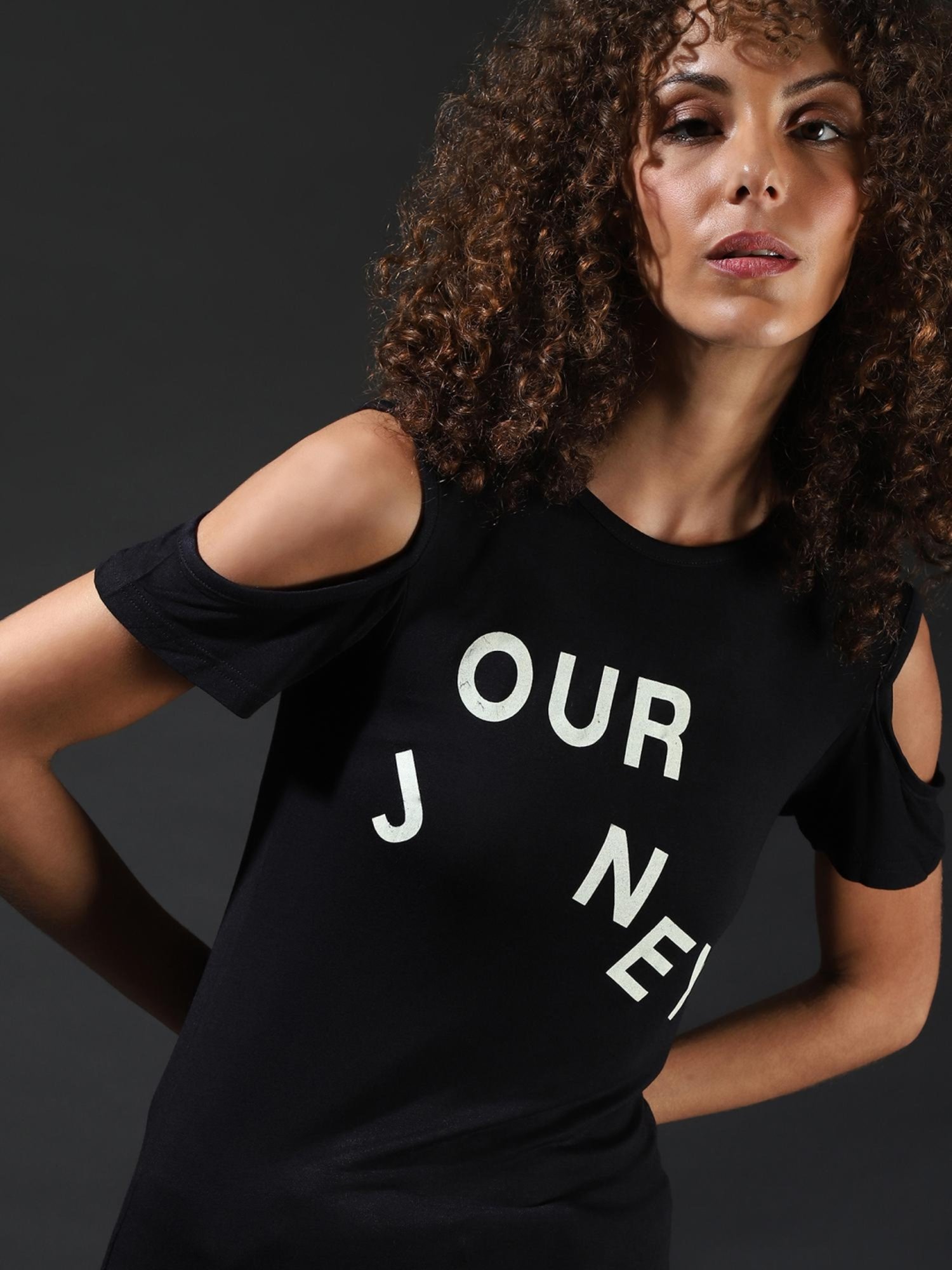 Campus Sutra Black Graphic Print Top