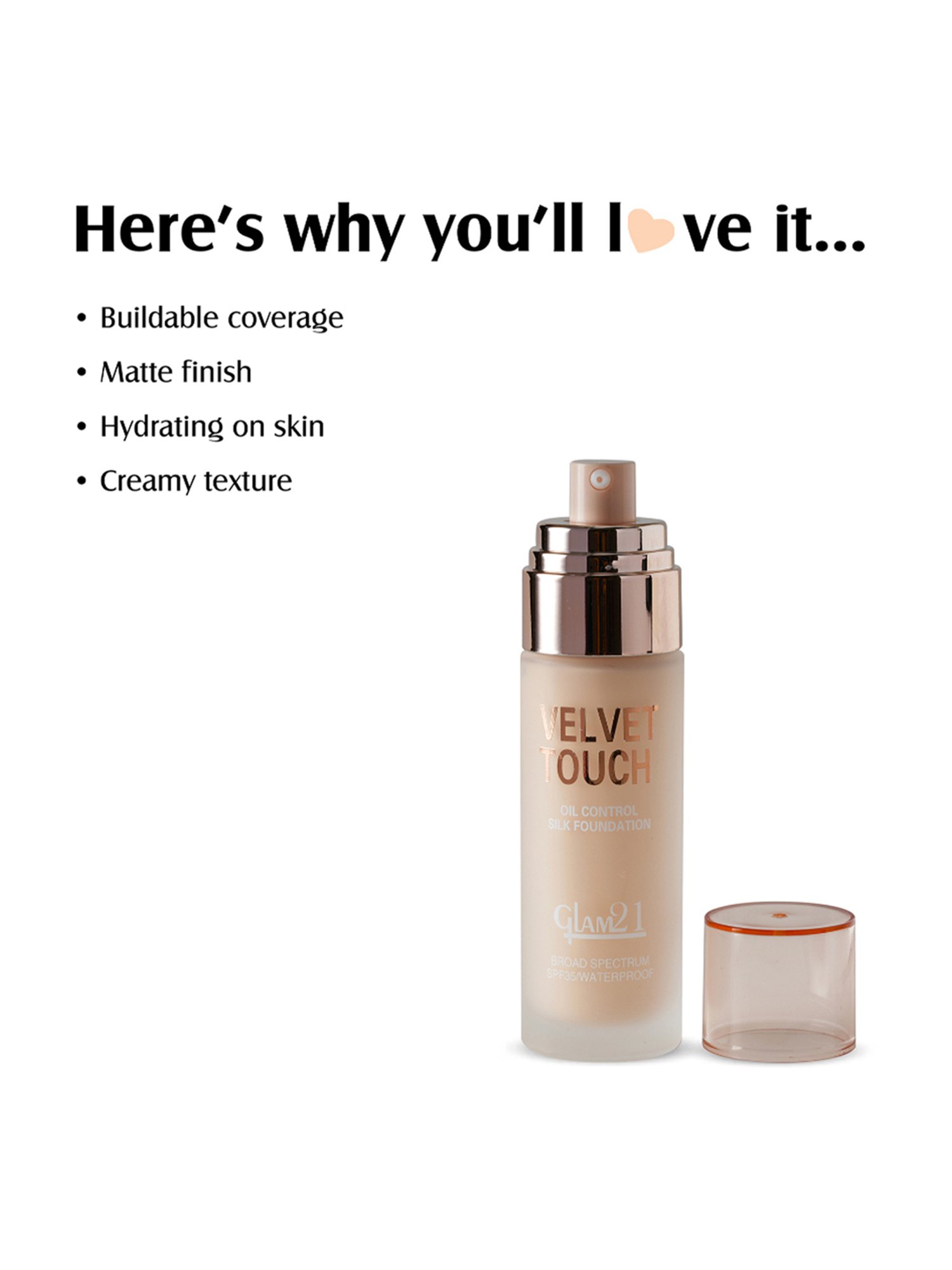 Glam21 Velvet Touch Oil Control Silk Foundation SPF 35 02 Natural - 50 gm
